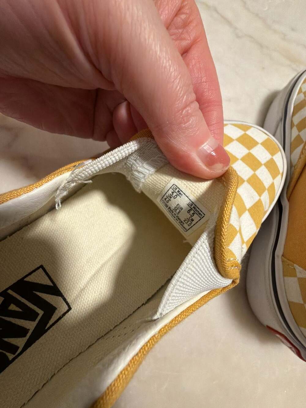 Vans Classic Slip-On Checkerboard Yellow/White Women's Size 6.5 - Picture 6 of 6